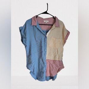 BOGO Umgee Colorblock Button Up Gauze Top- XL